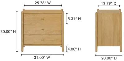 Billy 3 Drawer Nightstand Natural