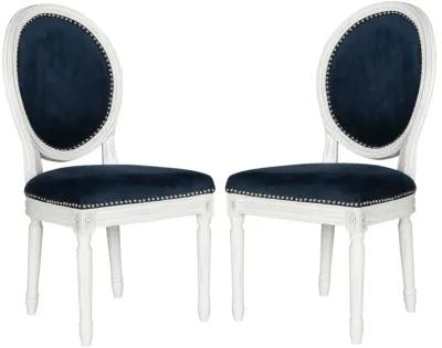 HOLLOWAY 19''H FRENCH BRASSERIE VELVET OVAL SIDE CHAIR - SILVER NAIL HEADS - Set of 2