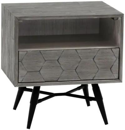 Makena 1 Drawer Night Stand in Grey Acacia Wood