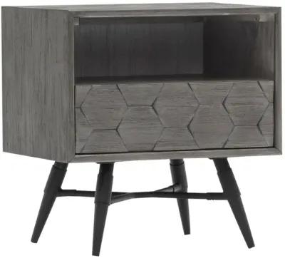 Makena 1 Drawer Night Stand in Grey Acacia Wood