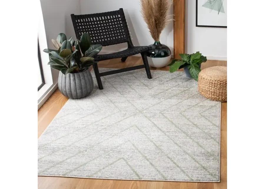 ADIRONDACK Contemporary Grey / Green 6' X 6' Round Powerloomed Rug