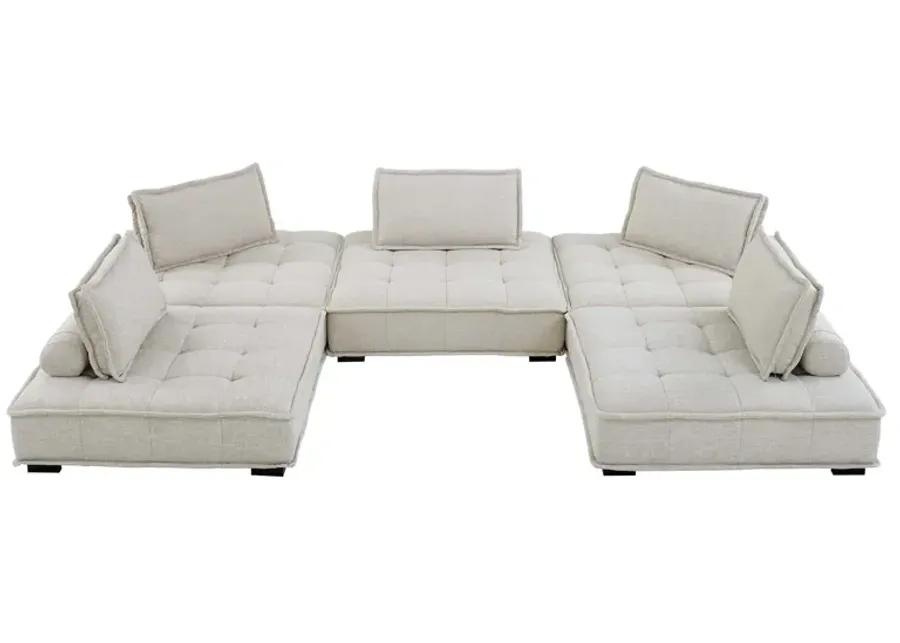 Saunter Tufted Fabric Fabric 5-Piece Sectional Sofa