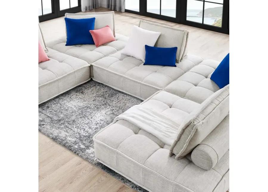 Saunter Tufted Fabric Fabric 5-Piece Sectional Sofa