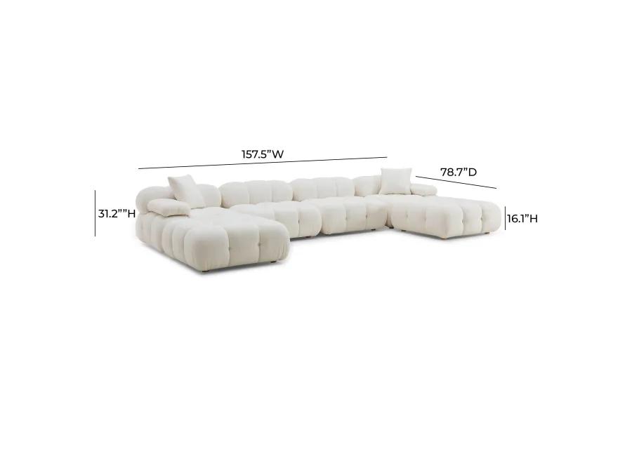 Calliope Cream Vegan Shearling 6-piece Modular U-Sectional