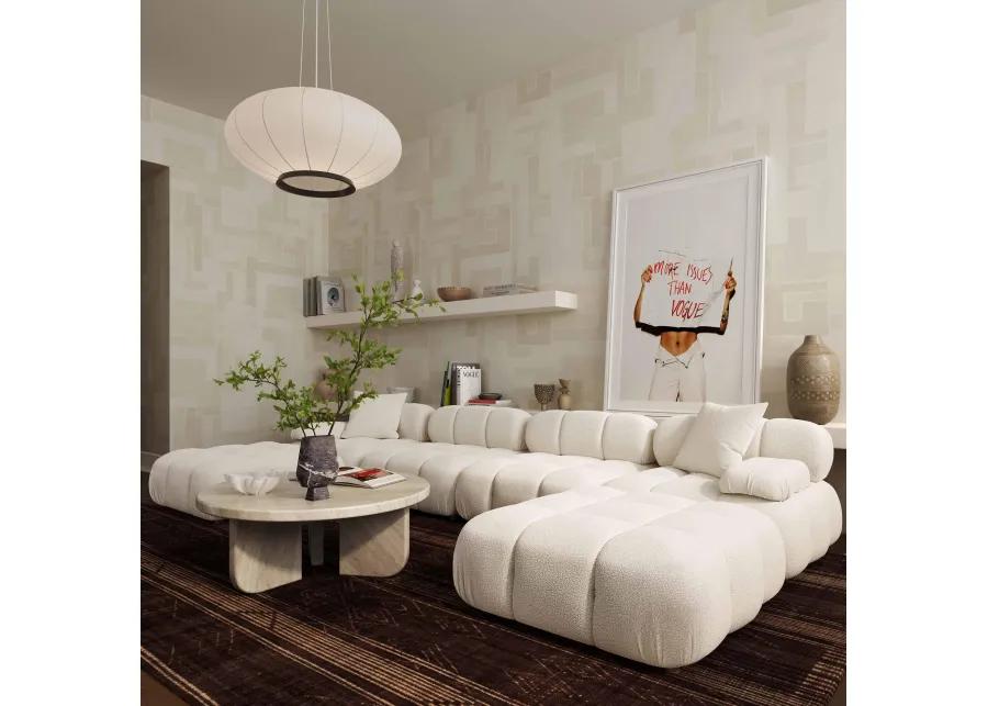 Calliope Cream Vegan Shearling 6-piece Modular U-Sectional