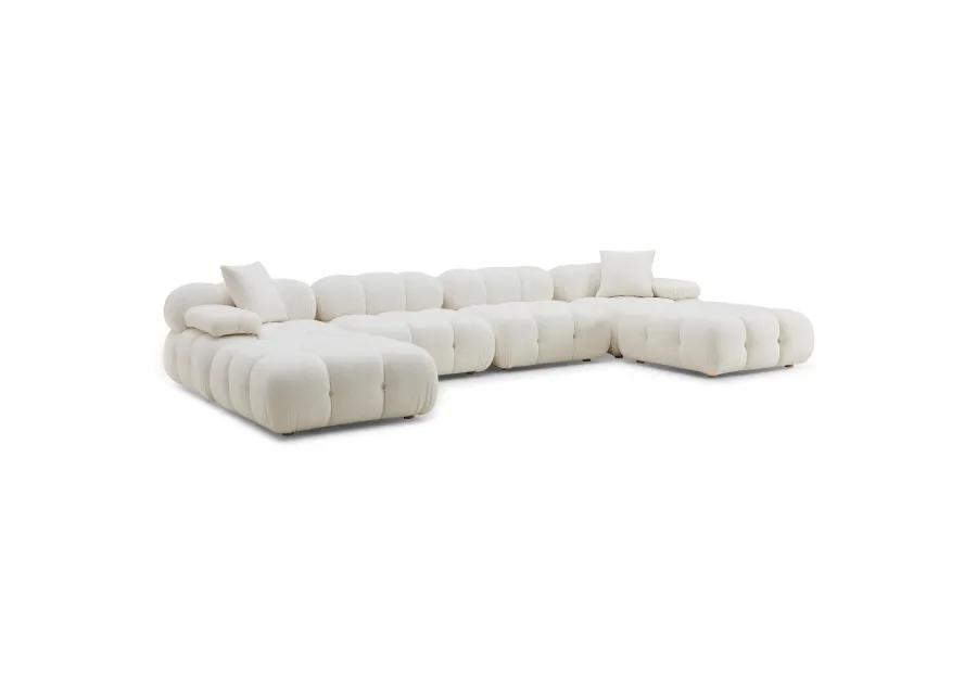 Calliope Cream Vegan Shearling 6-piece Modular U-Sectional