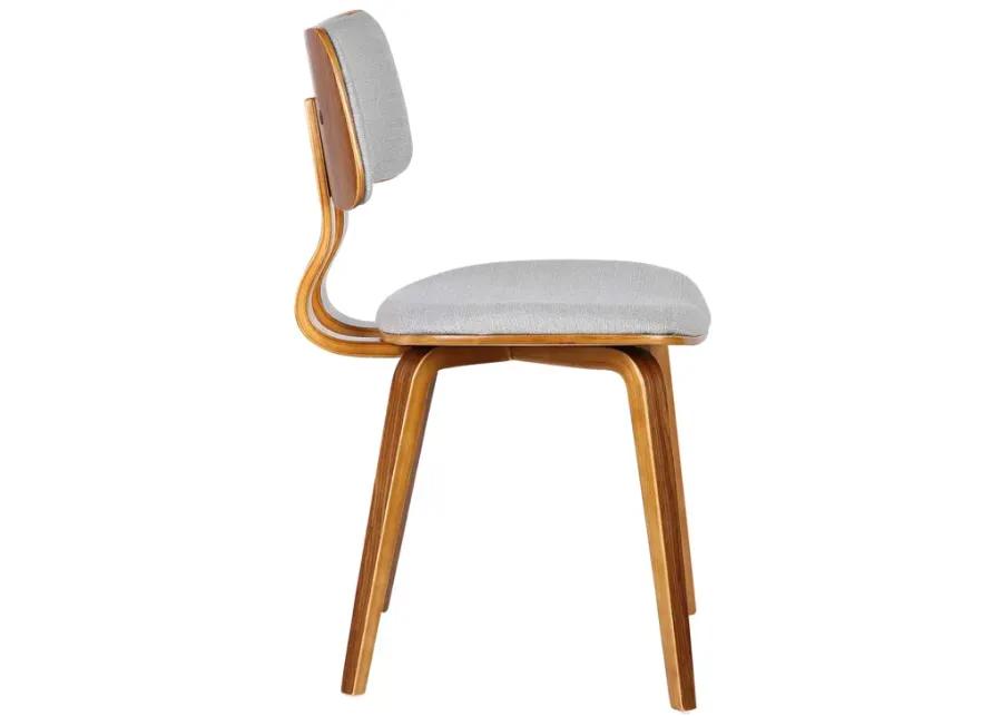 Jaguar Mid-Century Dining Chair in Walnut Wood and Gray Fabric