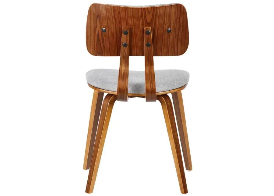 Jaguar Mid-Century Dining Chair in Walnut Wood and Gray Fabric