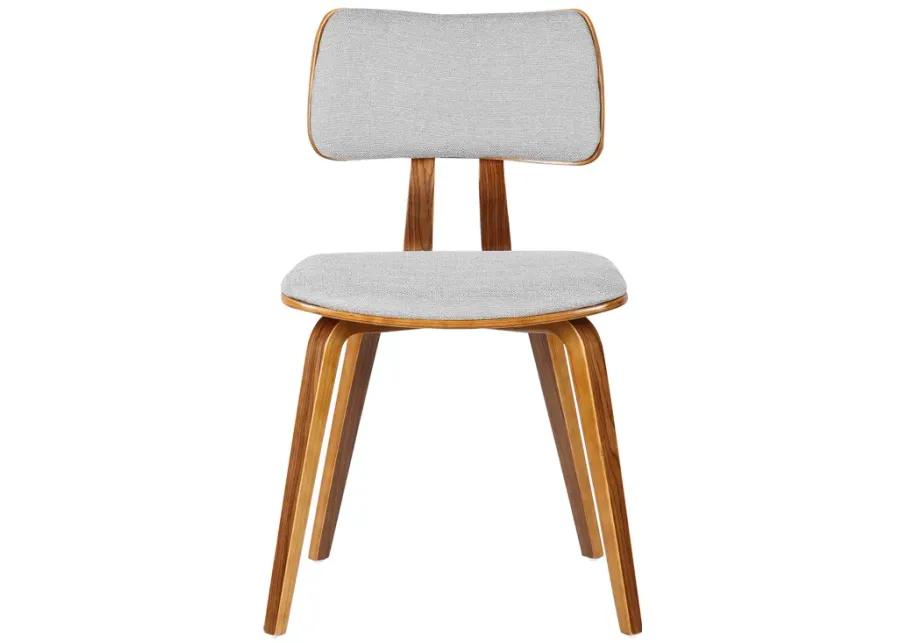 Jaguar Mid-Century Dining Chair in Walnut Wood and Gray Fabric