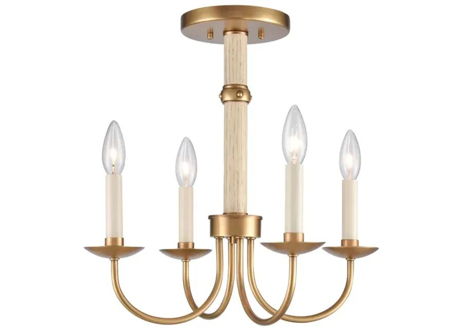 Neville 20'' Wide 4-Light Semi Flush Mount - Natural Brass