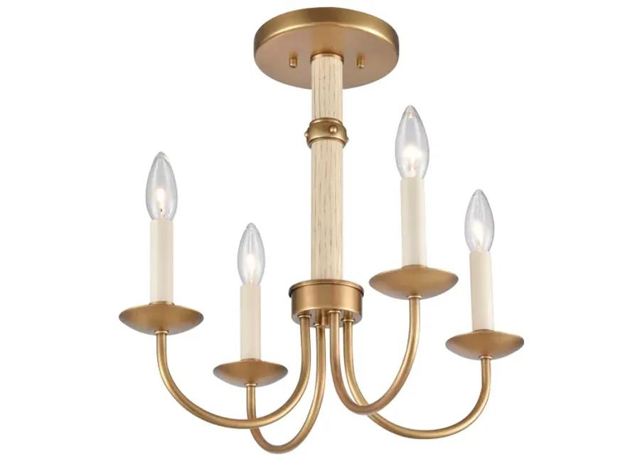 Neville 20'' Wide 4-Light Semi Flush Mount - Natural Brass