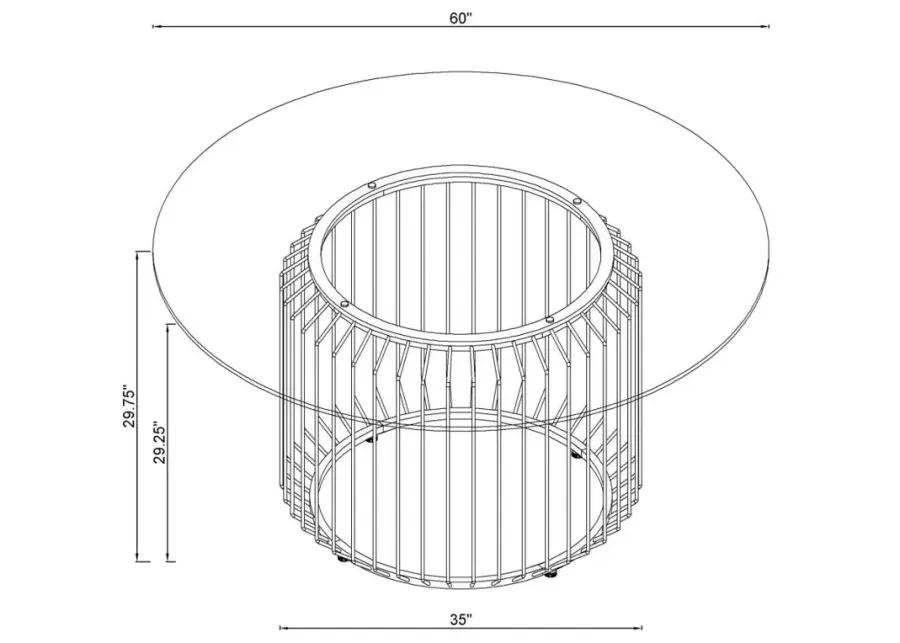 Veena 60" Round Glass Top Dining Table Clear and Chrome