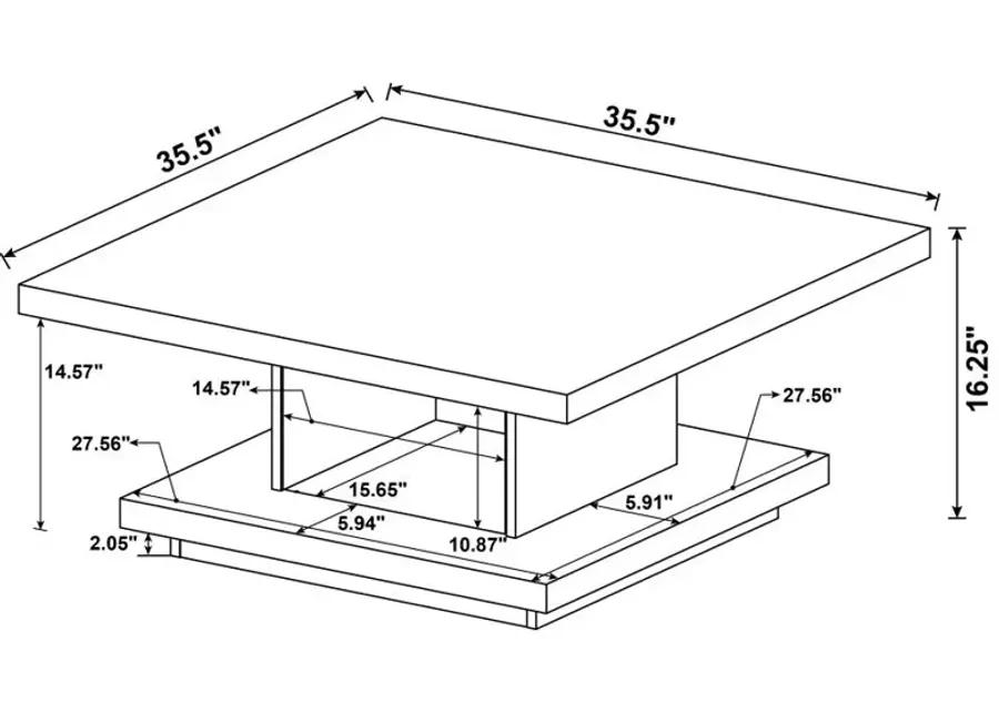 Reston Pedestal Square Coffee Table Cappuccino