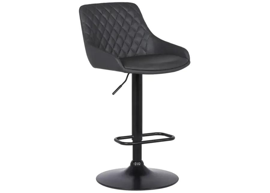 Anibal Adjustable Height Swivel Grey Faux Leather and Black Metal Bar Stool