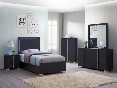 Marceline Twin Bed with LED Headboard Black