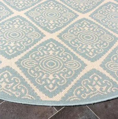 LINDEN 132 Collection LND132L-6R Cream / Aqua 6'-7" X 6'-7" Round