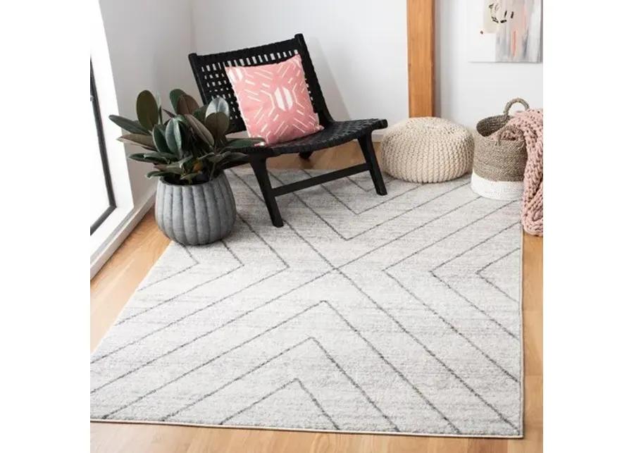 ADIRONDACK Contemporary Ivory / Dark Grey 6' X 6' Round Powerloomed Rug