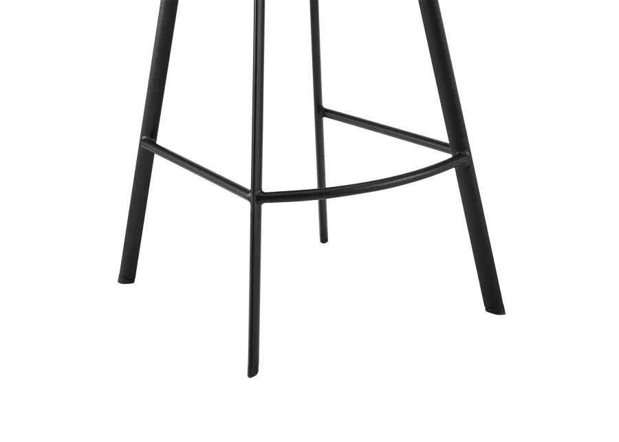 Aura Black Faux Leather and Black Metal Swivel 30" Bar Stool