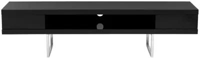 Miranda TV Stand in High Gloss Black with Brushed Stainless Steel Base