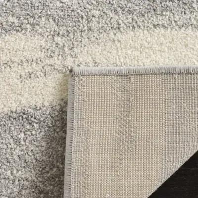 Adirondack Contemporary Grey / Cream 2'-6" X 10' Powerloomed Rug