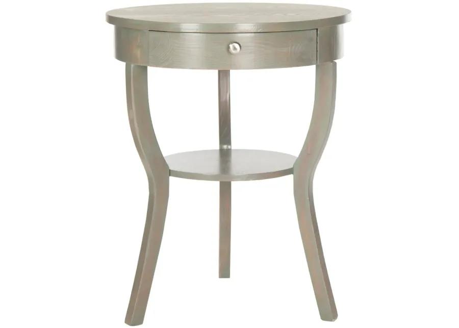 KENDRA ROUND PEDESTAL END TABLE W/ DRAWER 