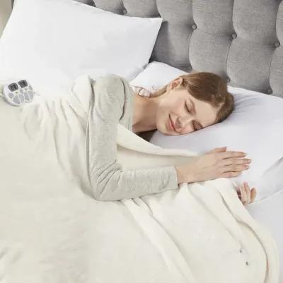 Serta Plush Heated Ivory Blanket