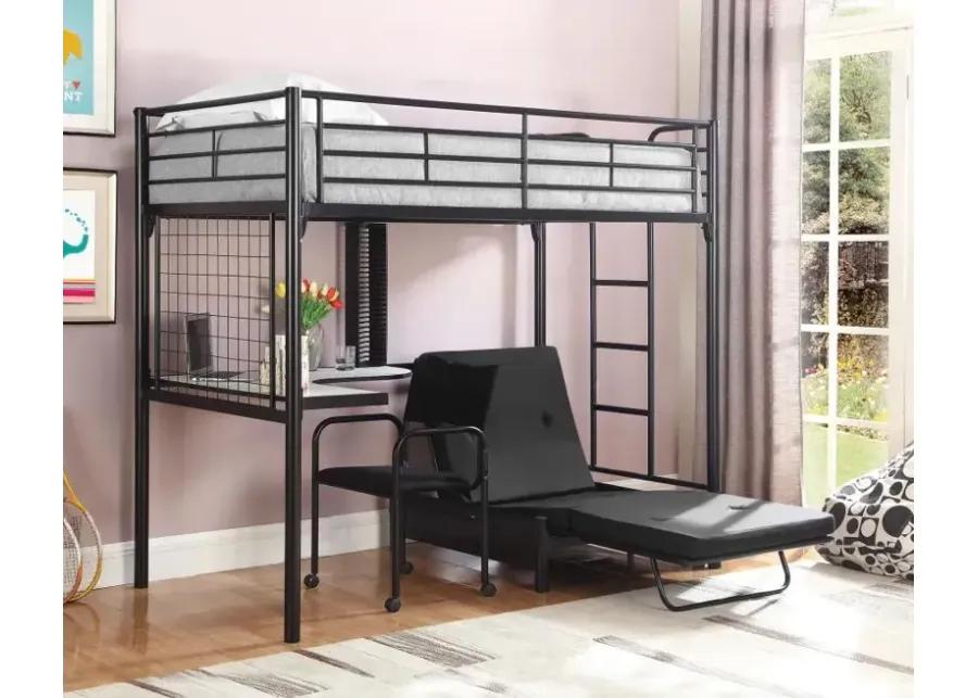 Jenner Twin Futon Workstation Loft Bed Black