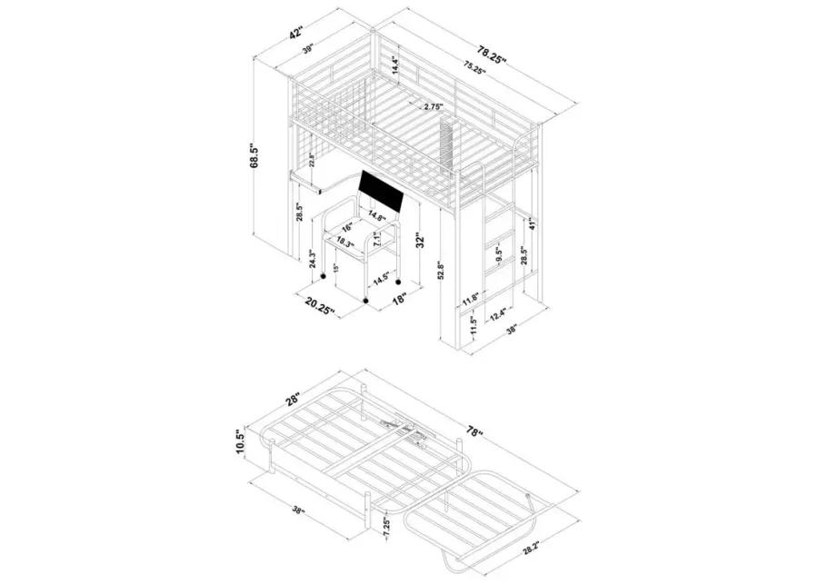 Jenner Twin Futon Workstation Loft Bed Black