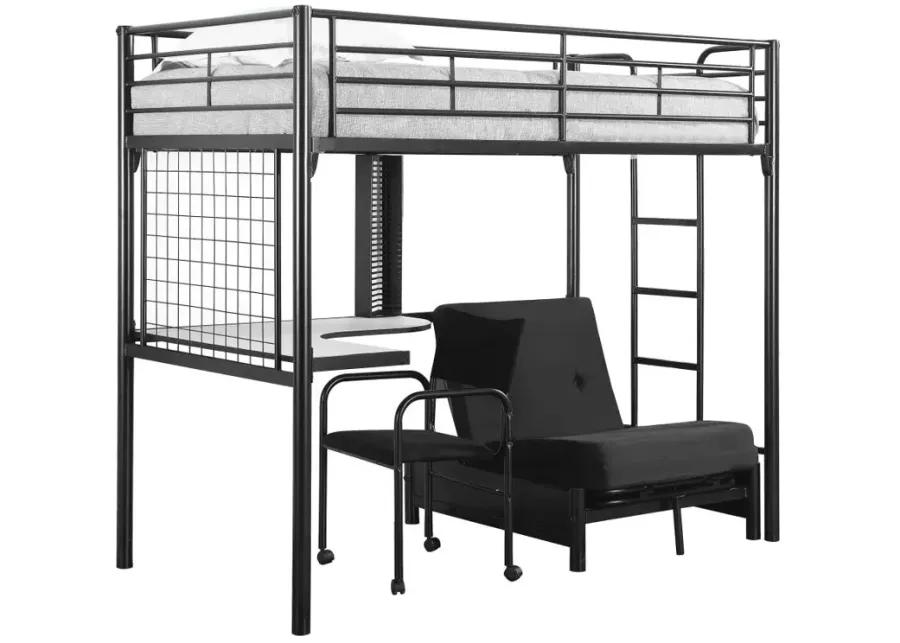 Jenner Twin Futon Workstation Loft Bed Black