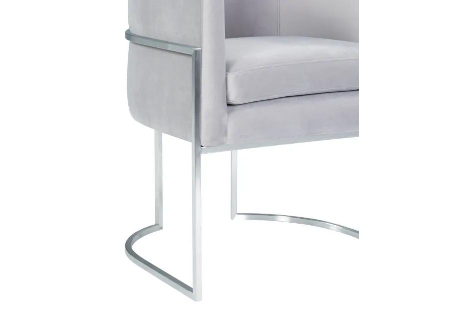 Giselle Grey Velvet Dining Chair with Silver Leg