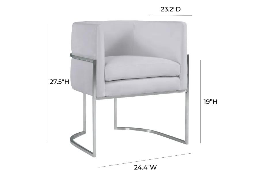 Giselle Grey Velvet Dining Chair with Silver Leg