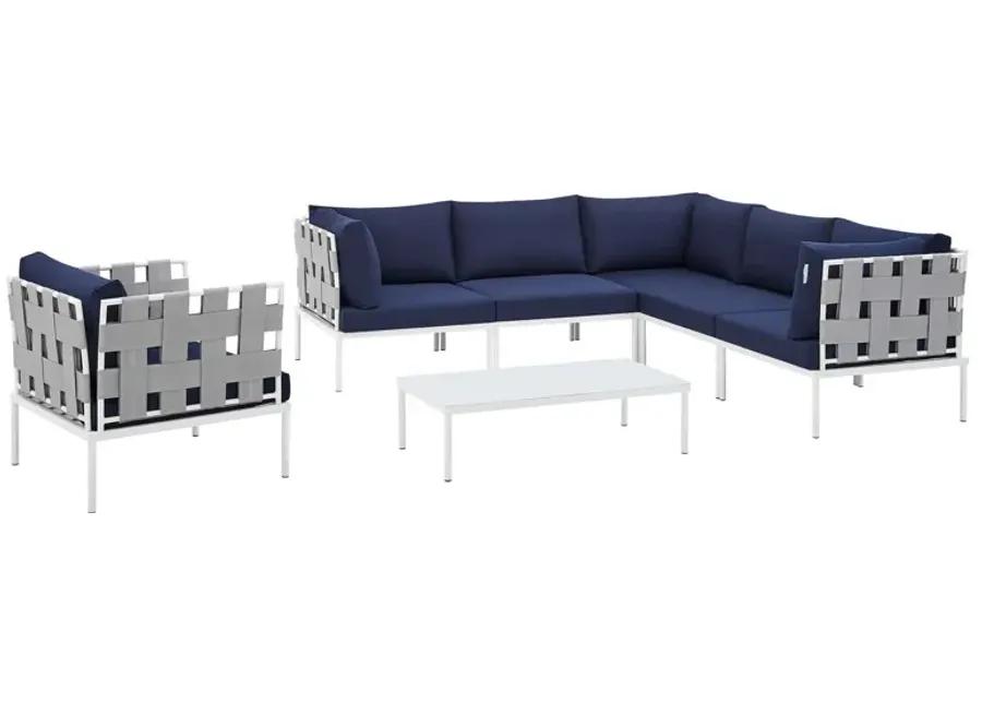 Harmony 7-Piece  Sunbrella® Outdoor Patio Aluminum Sectional Sofa Set