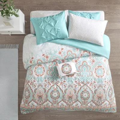 Intelligent Design Vinnie Aqua Boho Comforter Set with Bed Sheets