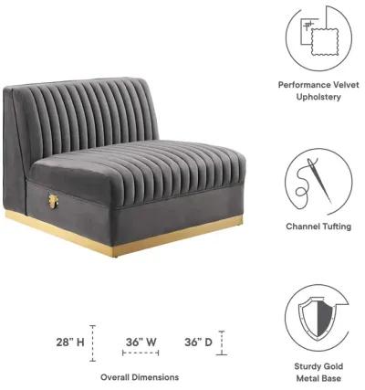 Sanguine Channel Tufted Performance Velvet Modular Sectional  Armless Chair