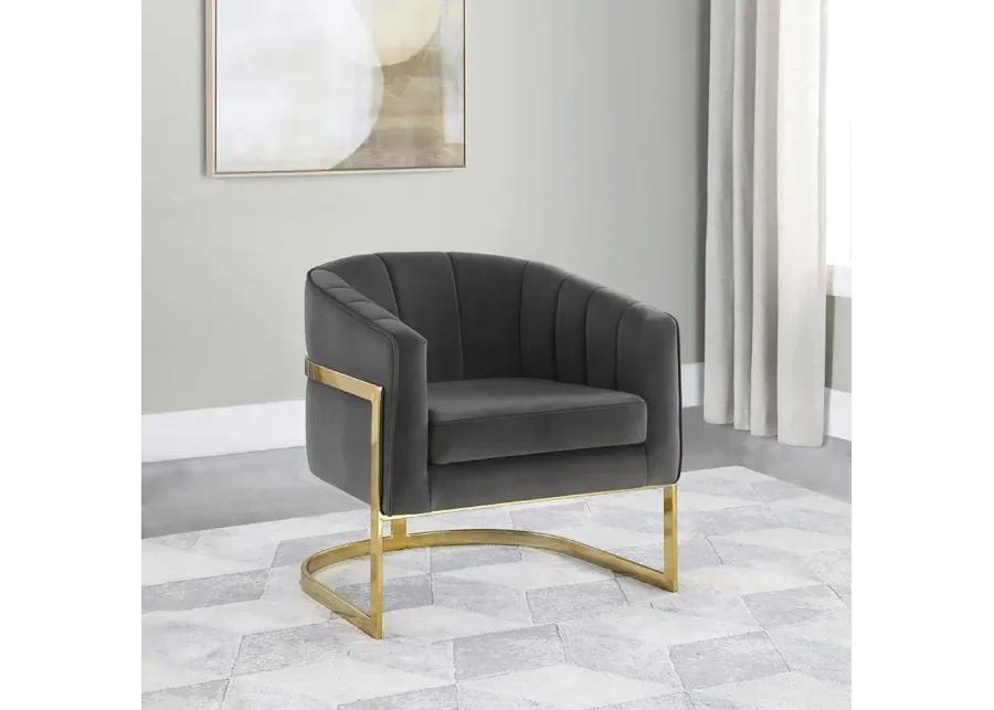 Aaliyah Tufted Barrel Accent Chair Dark Grey And Gold