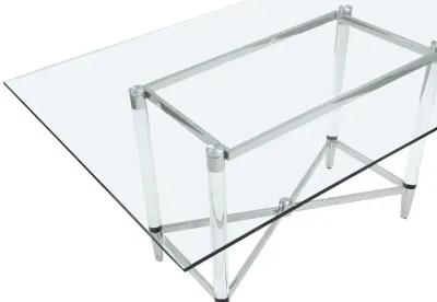 Marilyn Glass Top Dining Table in Polished Stainless Steel and Clear Acrylic