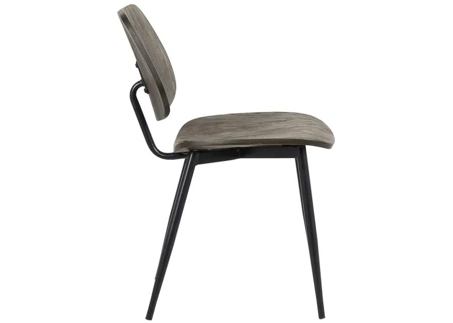 Miki Mid-Century Black Wood Dining Accent Chairs (Set of 2)