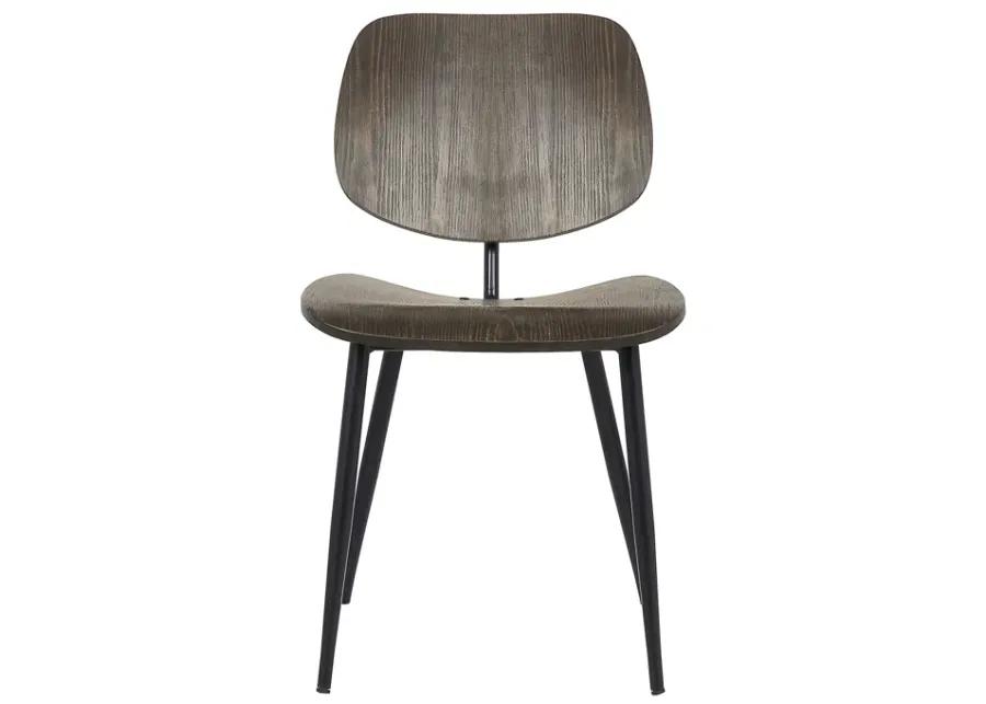 Miki Mid-Century Black Wood Dining Accent Chairs (Set of 2)