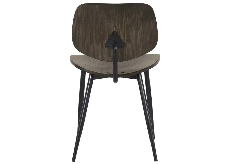 Miki Mid-Century Black Wood Dining Accent Chairs (Set of 2)