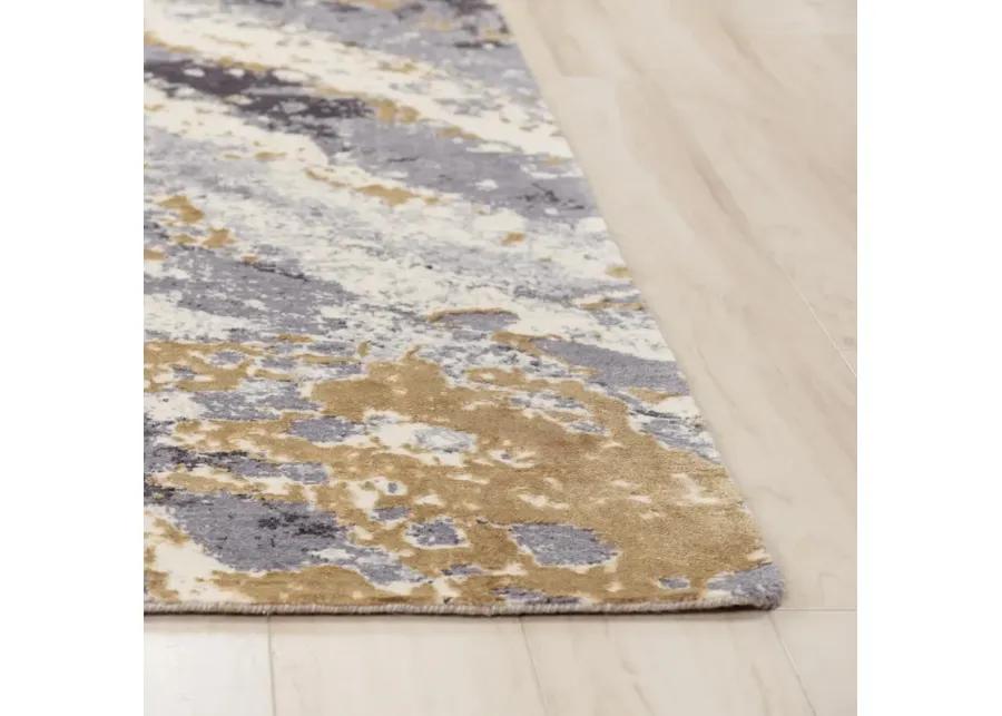 Bolero Gray/Multi Abstract NZ Wool/Tencel Blend 2'6" x 8' Runner Rug