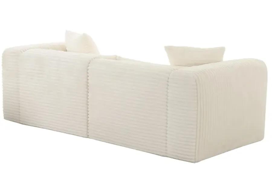 Tarra Fluffy Oversized Cream Corduroy Modular Loveseat