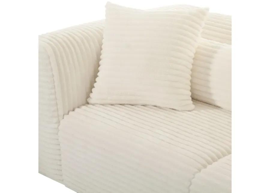 Tarra Fluffy Oversized Cream Corduroy Modular Loveseat