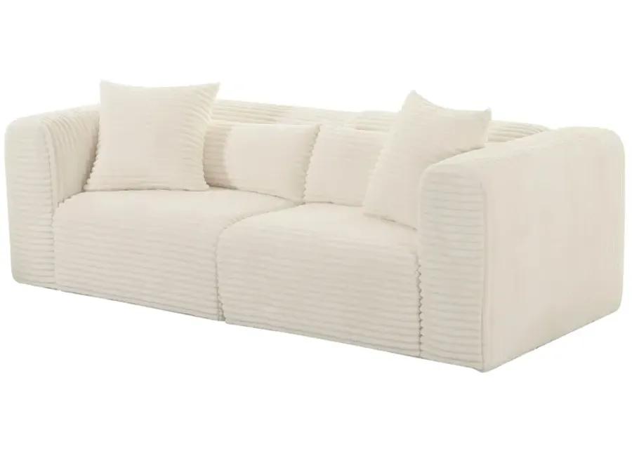 Tarra Fluffy Oversized Cream Corduroy Modular Loveseat