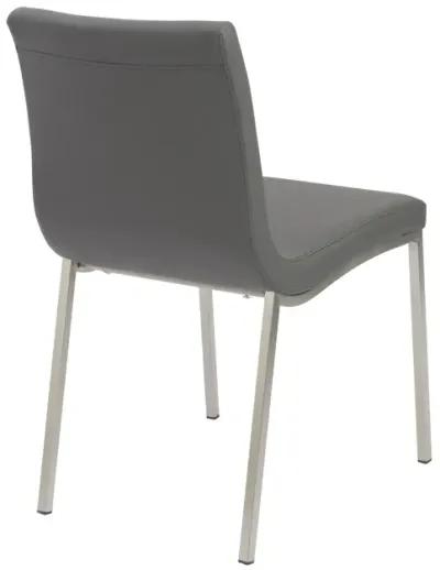 Scott Side Chair in Gray with Brushed Stainless Steel Legs - Set of 2