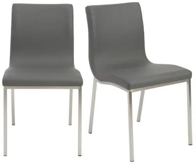 Scott Side Chair in Gray with Brushed Stainless Steel Legs - Set of 2