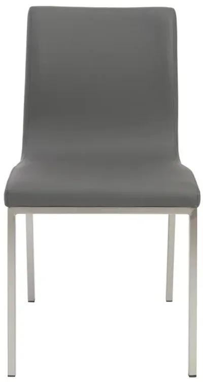 Scott Side Chair in Gray with Brushed Stainless Steel Legs - Set of 2