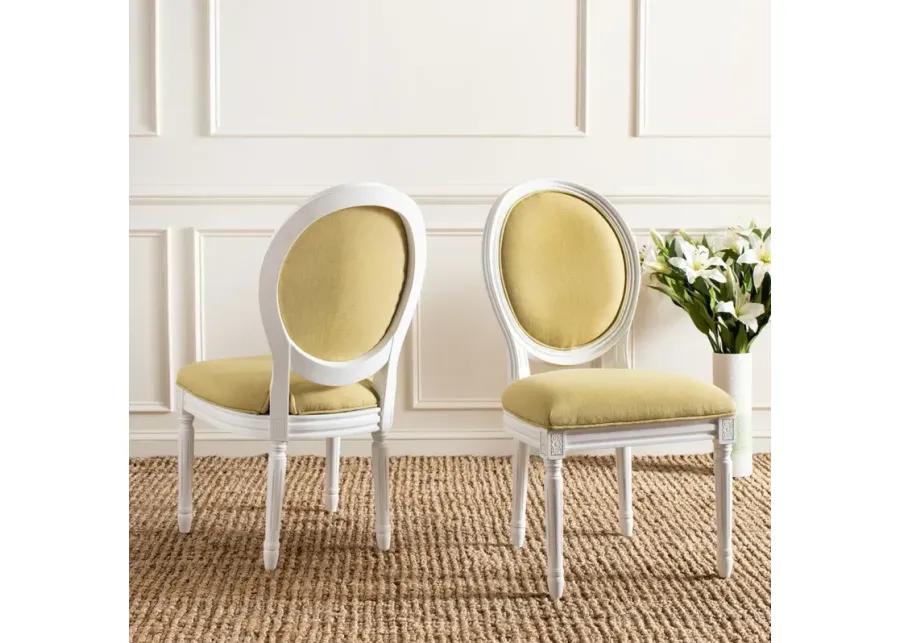 HOLLOWAY 19''H FRENCH BRASSERIE LINEN OVAL SIDE CHAIR - Set of 2