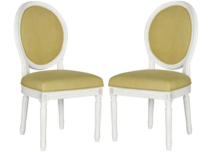 HOLLOWAY 19''H FRENCH BRASSERIE LINEN OVAL SIDE CHAIR - Set of 2