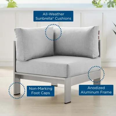 Shore Sunbrella® Fabric Aluminum Outdoor Patio Corner Sofa