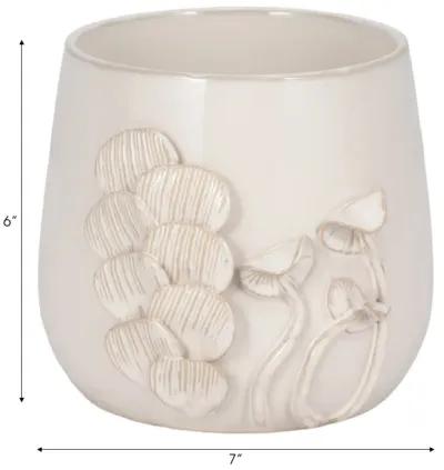 7" Mushroom Applique Planter, Ivory